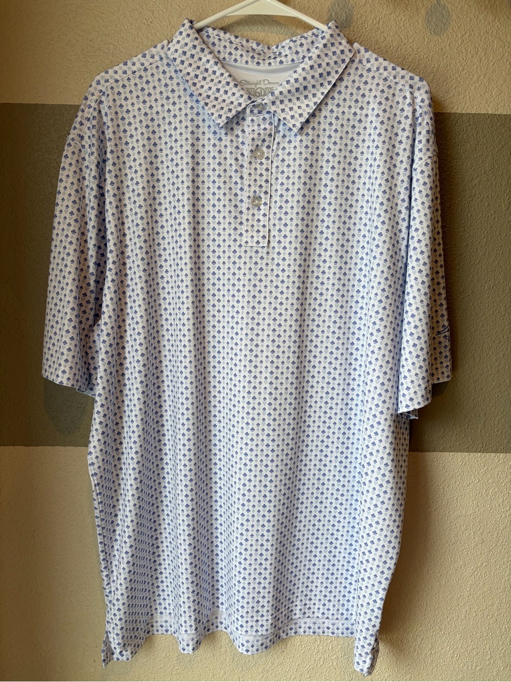 Straight Down Men’s XXL Ace of Spades Diablo 1941 Golf Polo Shirt White Perform